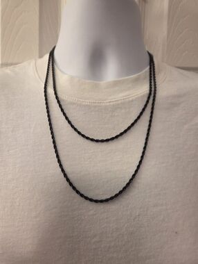 SET OF 2 BLACK ROPE CHAINS 3MM